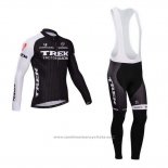 2014 Maillot Cyclisme Trek Factory Racing Noir et Blanc Manches Longues et Cuissard