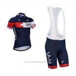 2015 Maillot Cyclisme IAM Bleu Manches Courtes et Cuissard