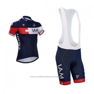 2015 Maillot Cyclisme IAM Bleu Manches Courtes et Cuissard