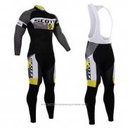 2015 Maillot Cyclisme Scott Blanc et Noir Manches Longues et Cuissard