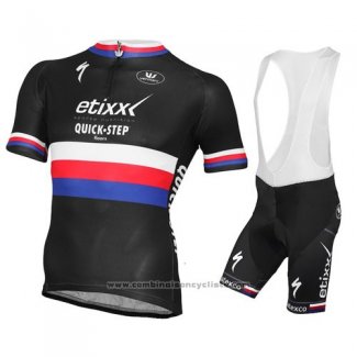 2015 Maillot Cyclisme UCI Monde Champion Lider Quick Step Noir Manches Courtes et Cuissard