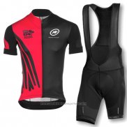 2016 Maillot Cyclisme Assos Rouge et Noir Manches Courtes et Cuissard