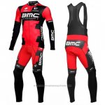 2016 Maillot Cyclisme BMC Noir et Rouge Manches Longues et Cuissard
