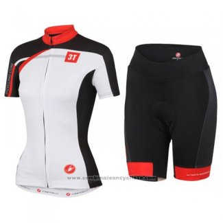 2016 Maillot Cyclisme Castelli Blanc Rouge Manches Courtes et Cuissard