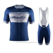 2016 Maillot Cyclisme Craft Blanc et Bleu Manches Courtes et Cuissard