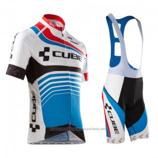 2016 Maillot Cyclisme Cube Bleu et Blanc Manches Courtes et Cuissard