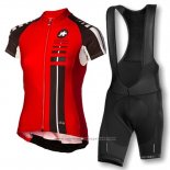 2016 Maillot Cyclisme Femme Assos Noir et Rouge Manches Courtes et Cuissard