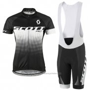 2016 Maillot Cyclisme Femme Scott Noir et Blanc Manches Courtes et Cuissard