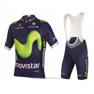 2016 Maillot Cyclisme Movistar Vert et Bleu Manches Courtes et Cuissard