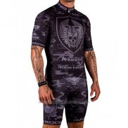 2016 Maillot Cyclisme Rock Racing Marron et Gris Manches Courtes et Cuissard