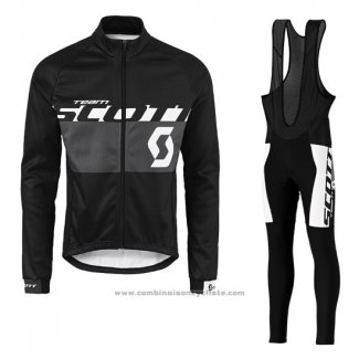 2016 Maillot Cyclisme Scott Blanc et Noir Manches Longues et Cuissard