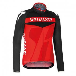 2016 Maillot Cyclisme Specialized Ml Noir et Rouge Manches Longues et Cuissard