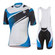 2016 Maillot Cyclisme Sportful Blanc et Bleu Manches Courtes et Cuissard