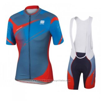 2016 Maillot Cyclisme Sportful Rouge et Bleu Manches Courtes et Cuissard