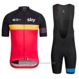 2016 Maillot Cyclisme UCI Monde Champion Lider Sky Noir et Rouge Manches Courtes et Cuissard