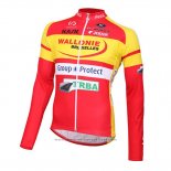 2016 Maillot Cyclisme Wallonie Bruxelles Jaune et Rouge Manches Longues et Cuissard