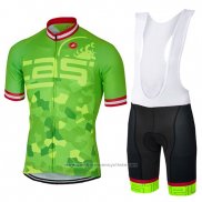 2017 Maillot Cyclisme Castelli Brillant Vert Manches Courtes et Cuissard