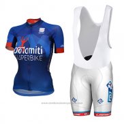 2017 Maillot Cyclisme Femme Dotomini Superbike Bleu Manches Courtes et Cuissard