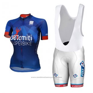 2017 Maillot Cyclisme Femme Dotomini Superbike Bleu Manches Courtes et Cuissard