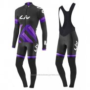 2017 Maillot Cyclisme Femme Liv Noir et Violet Manches Longues et Cuissard