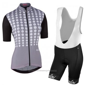 2017 Maillot Cyclisme Femme Nalini Optical Noir et Gris Manches Courtes et Cuissard