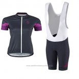 2017 Maillot Cyclisme Femme Scott Noir Manches Courtes et Cuissard