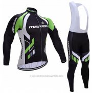 2017 Maillot Cyclisme Merida Noir et Blanc Manches Longues et Cuissard