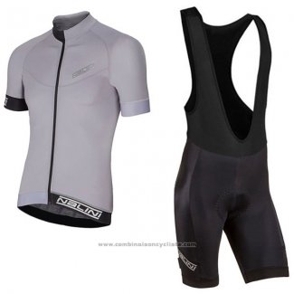 2017 Maillot Cyclisme Nalini Curva Slate Argent Manches Courtes et Cuissard