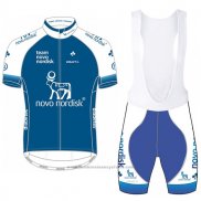 2017 Maillot Cyclisme Novo Nordisk Bleu Manches Courtes et Cuissard