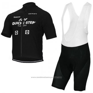 2017 Maillot Cyclisme Quick Step Floors Noir Manches Courtes et Cuissard