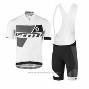 2017 Maillot Cyclisme Scott Gris et Blanc Manches Courtes et Cuissard