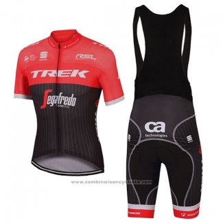 2017 Maillot Cyclisme Trek Segafredo Noir et Rouge Manches Courtes et Cuissard