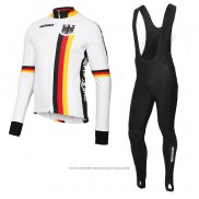 2018 Maillot Cyclisme Belgique Blanc Manches Longues et Cuissard