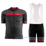 2018 Maillot Cyclisme Craft Route Noir et Rouge Manches Courtes et Cuissard