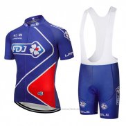 2018 Maillot Cyclisme FDJ Bleu Manches Courtes et Cuissard