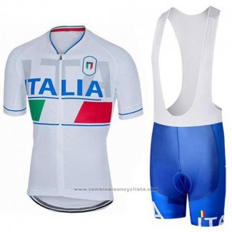 2018 Maillot Cyclisme Italie Blanc Manches Courtes et Cuissard