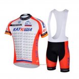 2018 Maillot Cyclisme Katusha Blanc Rouge Manches Courtes et Cuissard