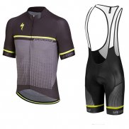 2018 Maillot Cyclisme Specialized Noir Gris Jaune Manches Courtes et Cuissard(1)