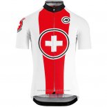 2018 Maillot Cyclisme Suisse Rouge Blanc Manches Courtes et Cuissard