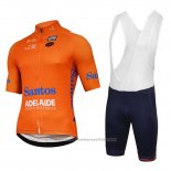 2018 Maillot Cyclisme Tour Down Under Santos Orange Manches Courtes et Cuissard