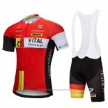2018 Maillot Cyclisme Vital Concept Rouge Blanc Manches Courtes Cuissard