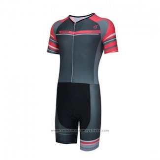 2019 Maillot Cyclisme Emonder-triathlon Noir Gris Rouge Manches Courtes et Cuissard