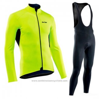 2019 Maillot Cyclisme Northwave Vert Manches Longues et Cuissard