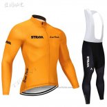 2019 Maillot Cyclisme STRAVA Orange Manches Longues et Cuissard