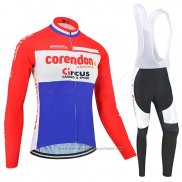 2019 Maillot Cyclisme Corendon Circus Rouge Blanc Azul Manches Longues et Cuissard