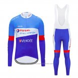 2019 Maillot Cyclisme Direct Energie Bleu Blanc Manches Longues et Cuissard