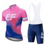 2019 Maillot Cyclisme EF Education First Rose Bleu Manches Courtes et Cuissard