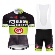 2019 Maillot Cyclisme Elkov Elektro Noir Vert Manches Courtes et Cuissard