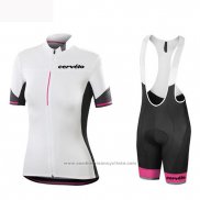 2019 Maillot Cyclisme Femme Cervelo Blanc Noir Manches Courtes et Cuissard