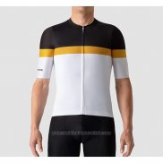 2019 Maillot Cyclisme La Passione Noir Jaune Blanc Manches Courtes et Cuissard